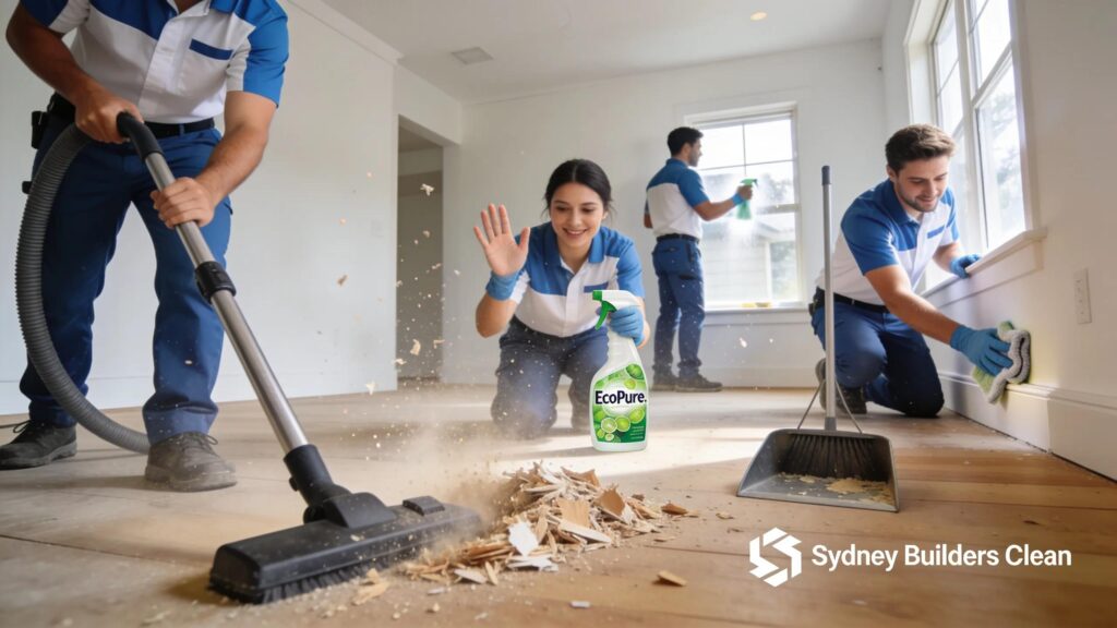 Cleaning team demonstrating expertise in post-construction cleaning services
