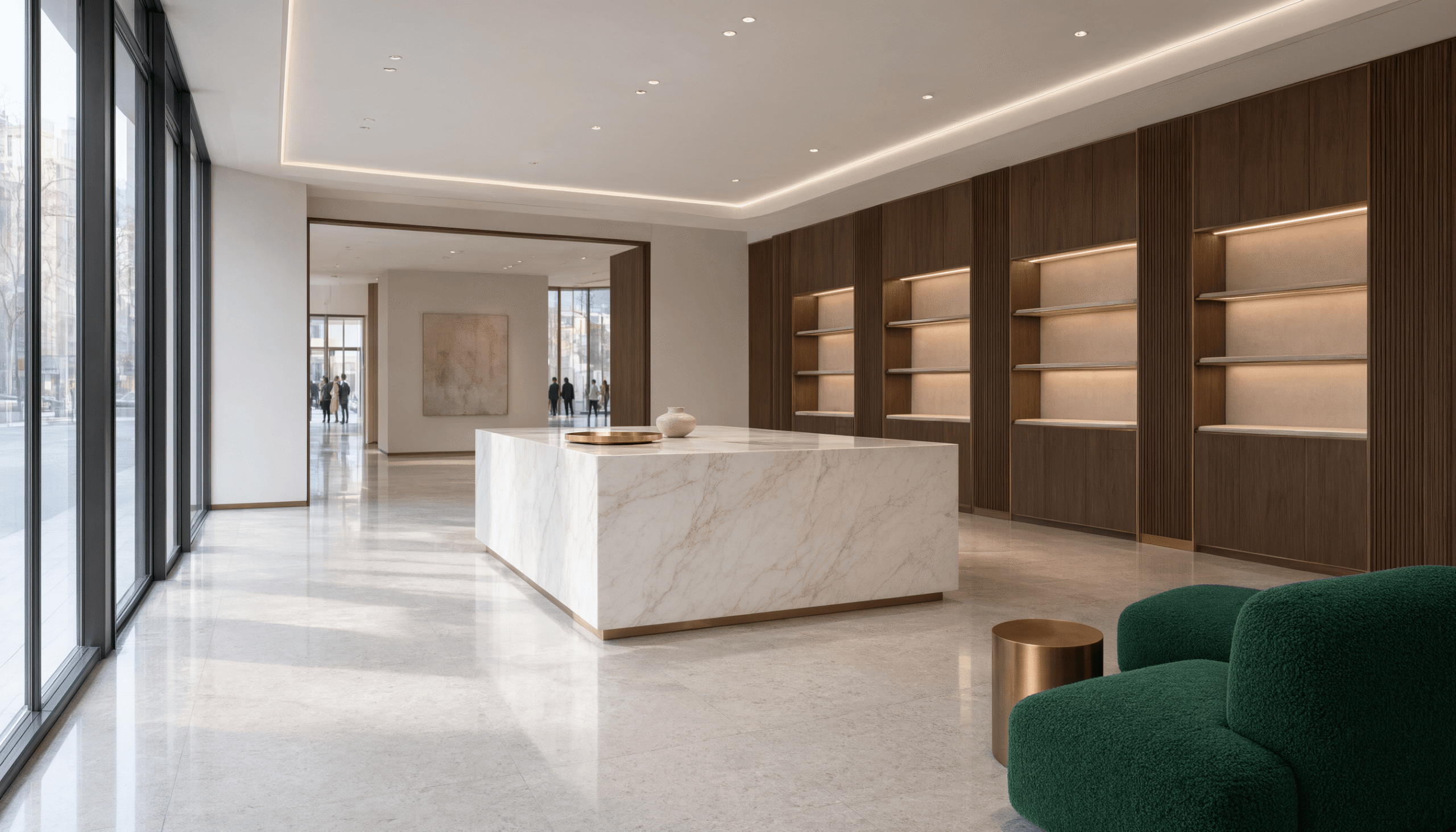 Immaculate interior of a newly constructed commercial space, demonstrating the improved aesthetic appeal after builders cleaning.